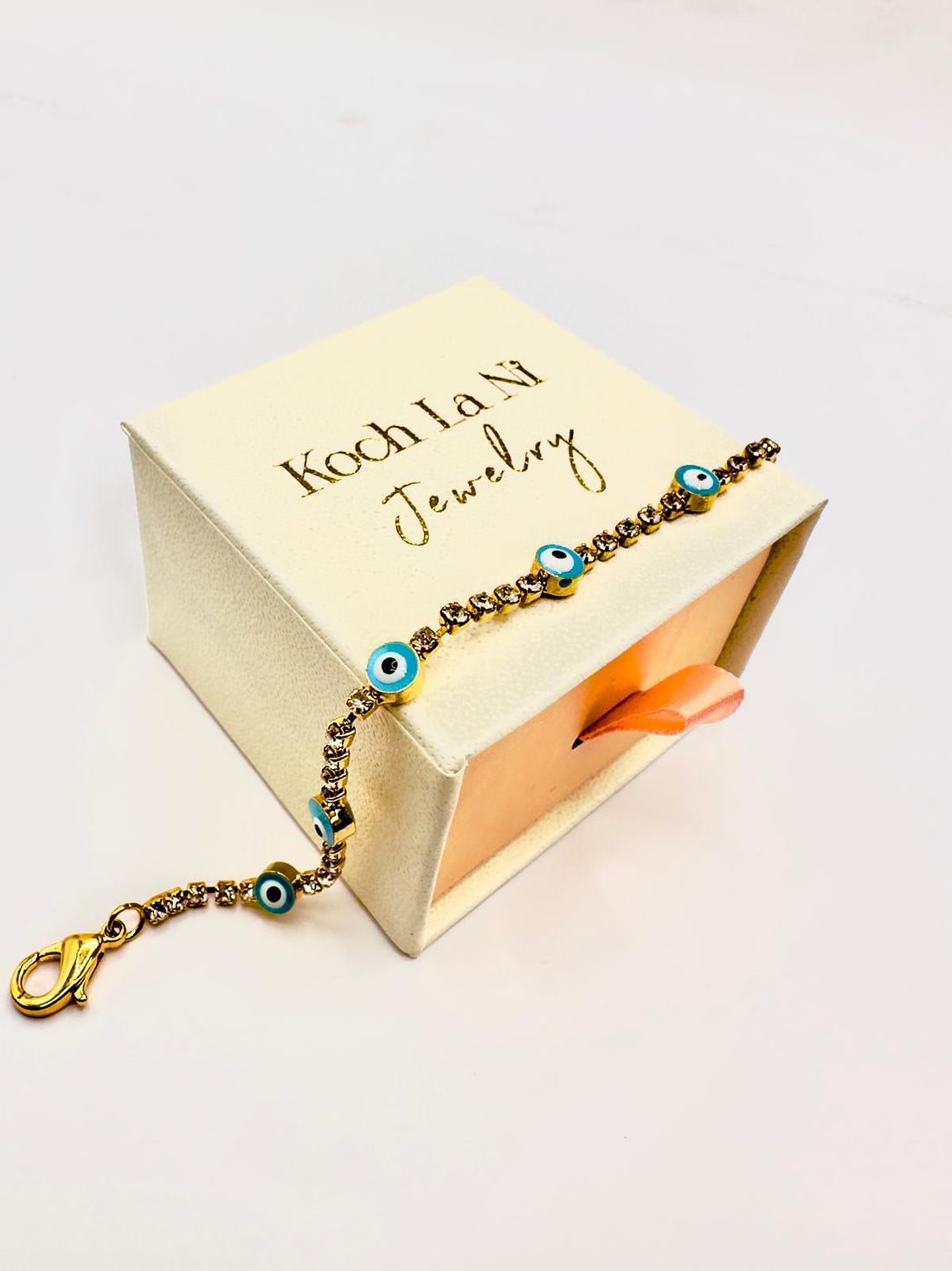 Turquoise Evil Eye Crystal Tennis Bracelet â Gold