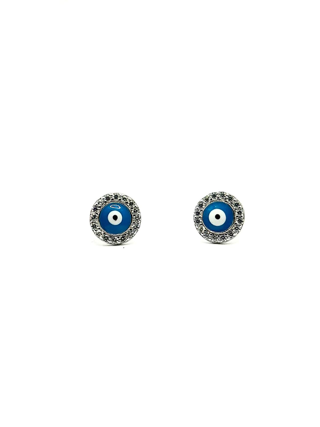 Evil Eye Crystal Halo Stud Earrings â Sterling Silver
