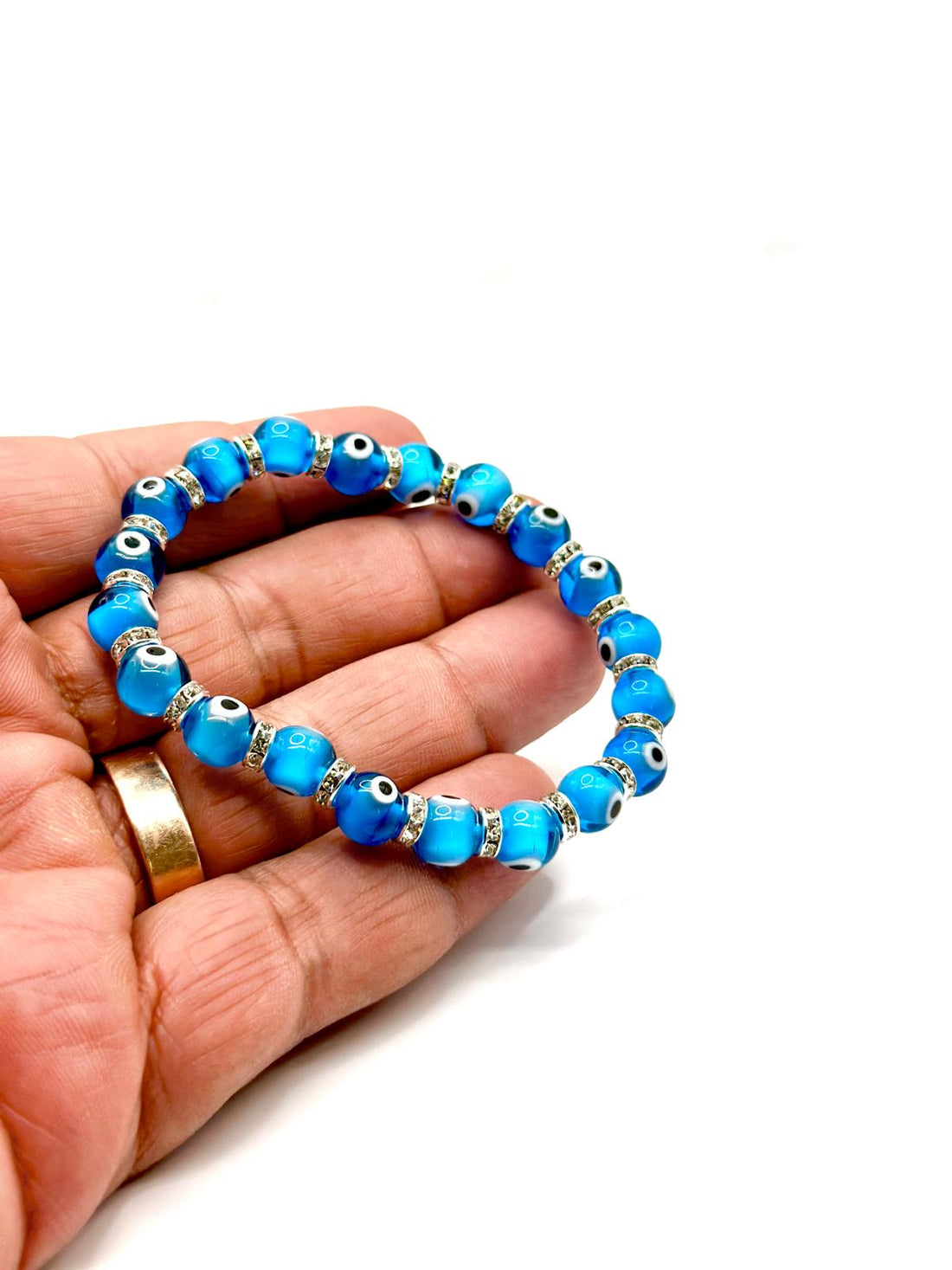 Evil Eye Beaded Bracelet â Blue Crystal Beads