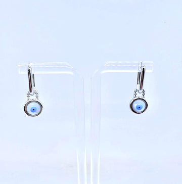 Evil Eye Halo Drop Earrings – Sterling Silver