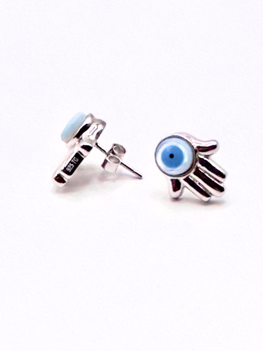 Hamsa Evil Eye Stud Earrings â Sterling Silver