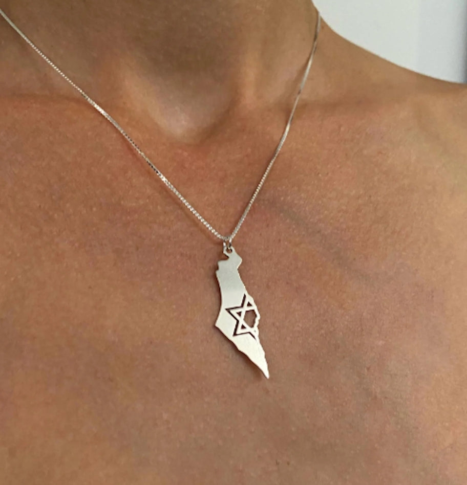 Minimalist Map of Israel Pendant Necklace