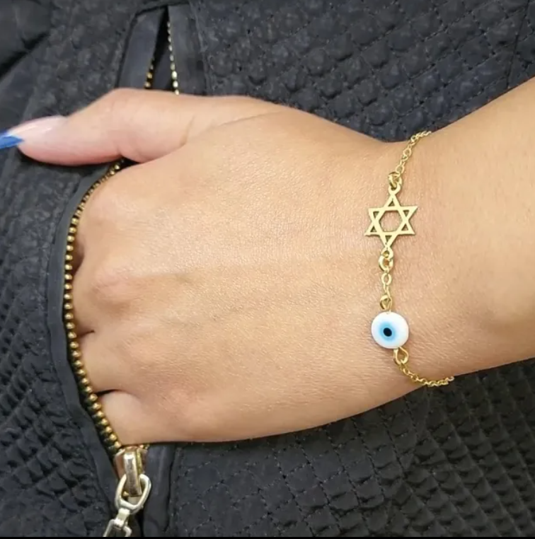 Dainty Star of David & Evil Eye Bracelet