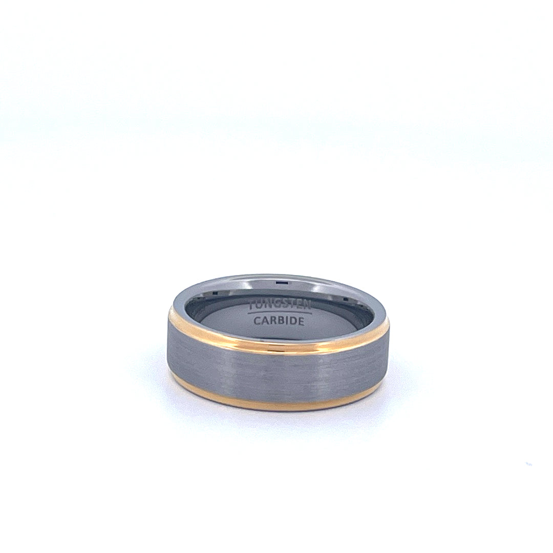 Tungsten Carbide Ring with 18K Yellow Gold-Plated Edges