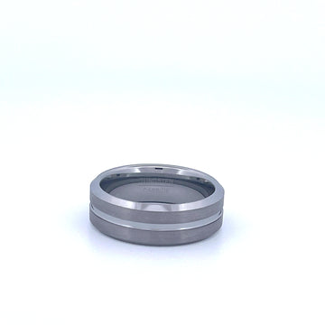 Tungsten Carbide Ring with Dual Grey Bands