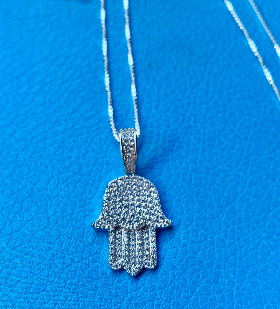 Hamsa Pendant Necklace - 925 Sterling Silver