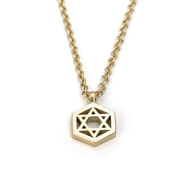 18K Gold Dipped Geometric Star of David Necklace