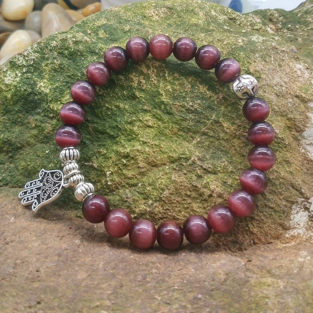 Deep Garnet Hamsa Bracelet