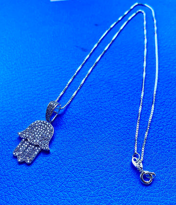 Hamsa Pendant Necklace - 925 Sterling Silver