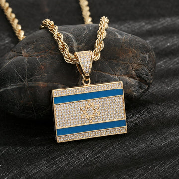 Israel Flag Gold/Crystal Necklace - Limited Edition