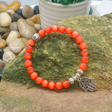 Fiery Carnelian Hamsa Bracelet