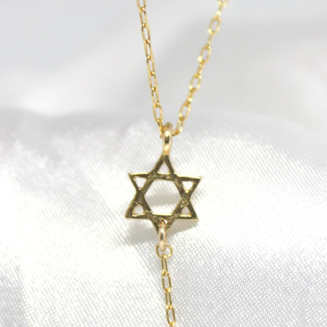 18K Gold Plated Star of David Lariat Necklace