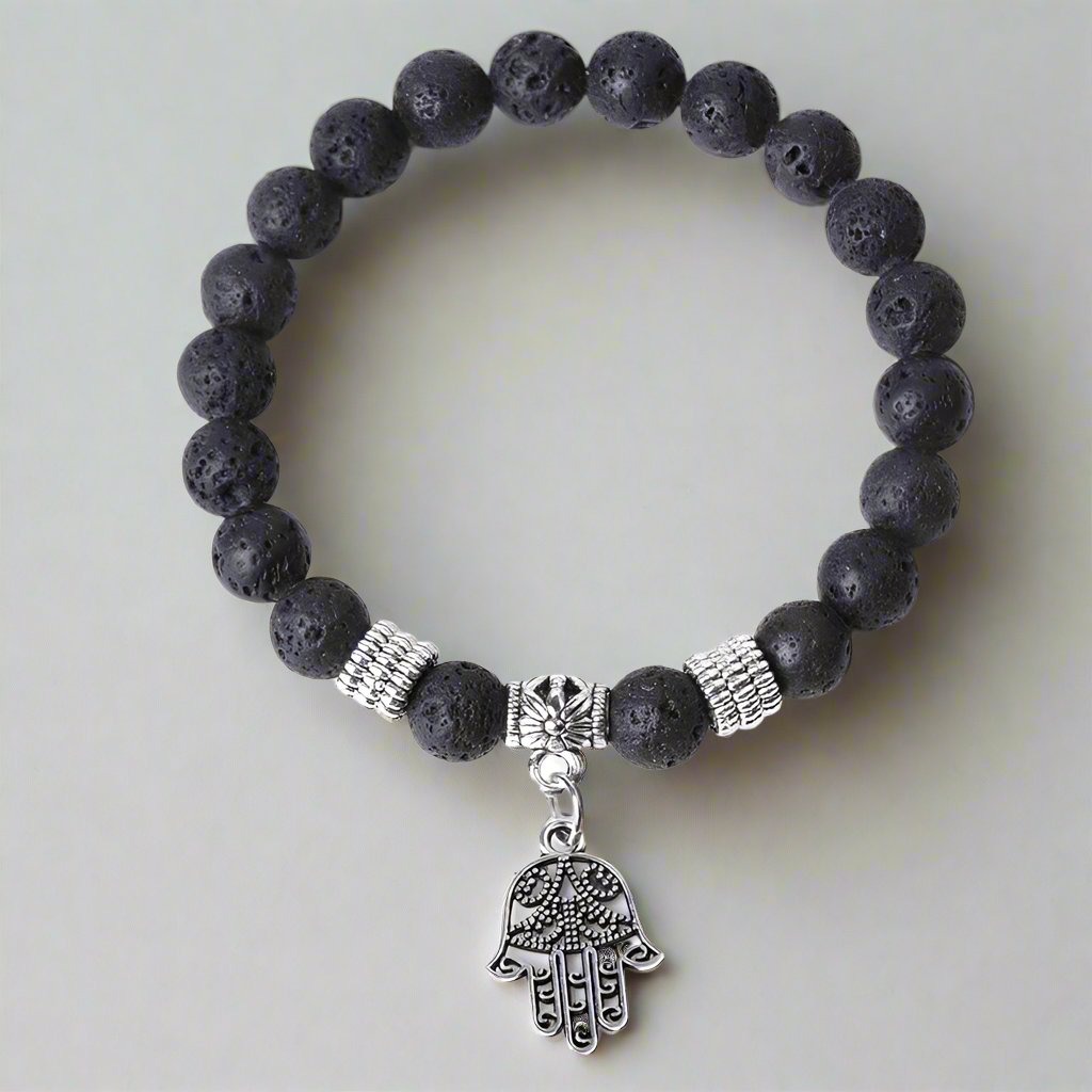 Lava Stone Hamsa Bracelet