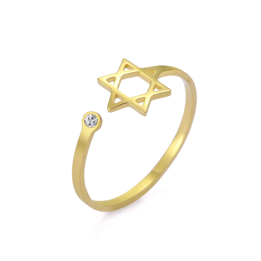 Adjustable Star of David Open Ring