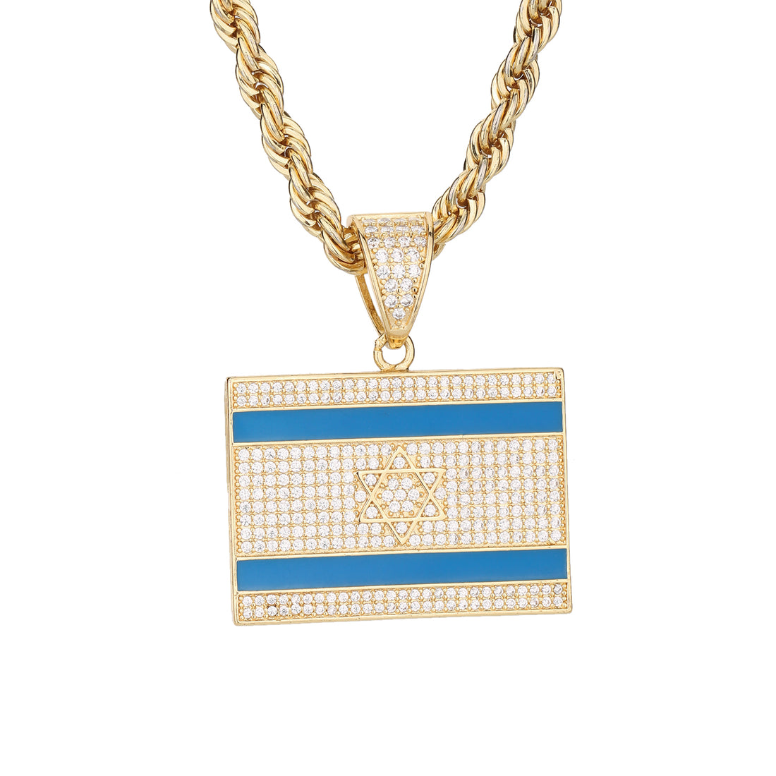 Israel Flag Gold/Crystal Necklace - Limited Edition