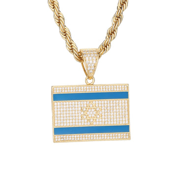 Israel Flag Gold/Crystal Necklace - Limited Edition