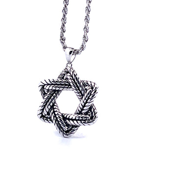 925 Sterling Silver Star of David Rope Necklace