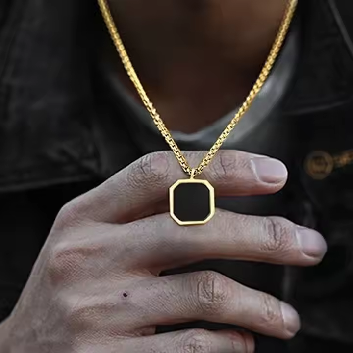 Men's Octagon Stone Pendant Necklace