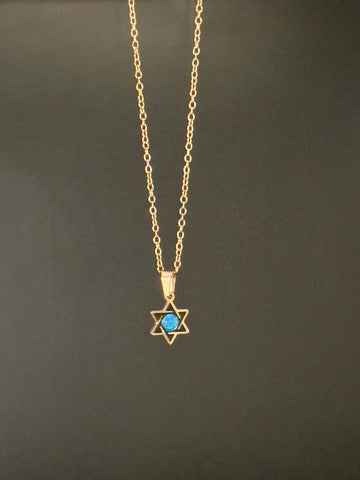 Star of David Necklace with Blue Opal