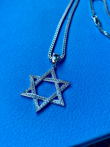 Silver Star of David Necklace - 925 Sterling Silver