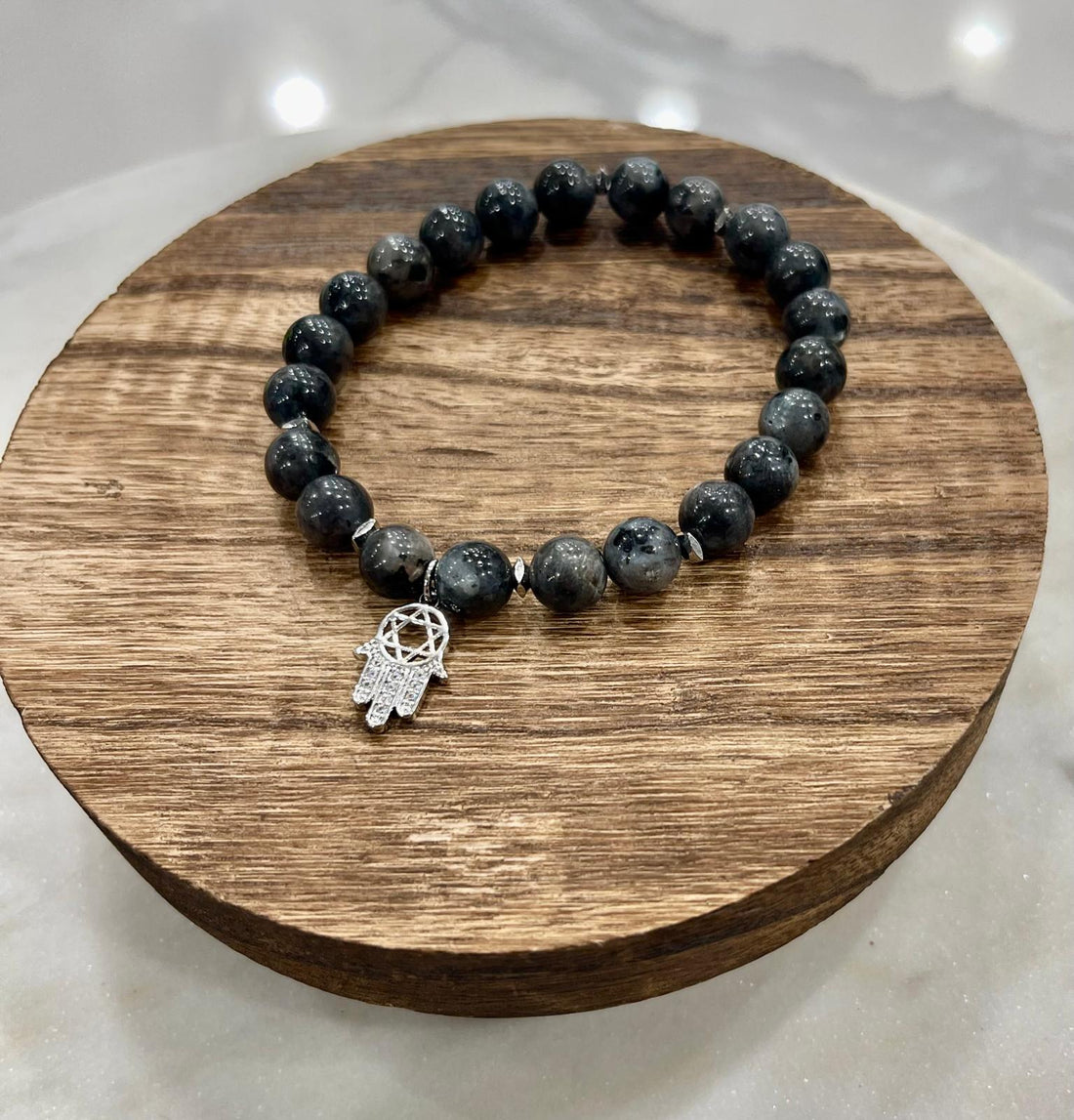 Black Labradorite Hamsa Bracelet