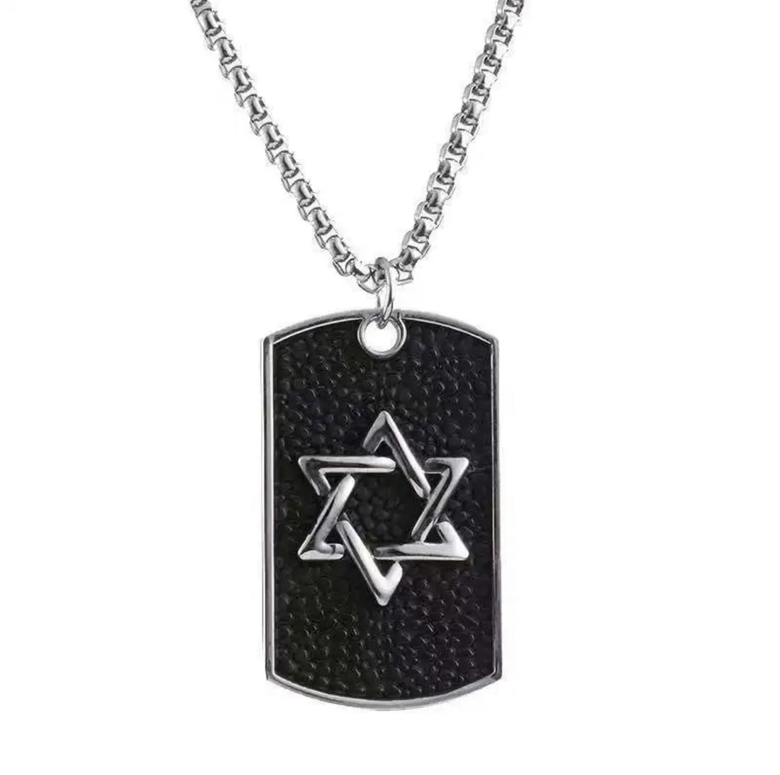 Star of David Dog Tag Necklace - Titanium Steel