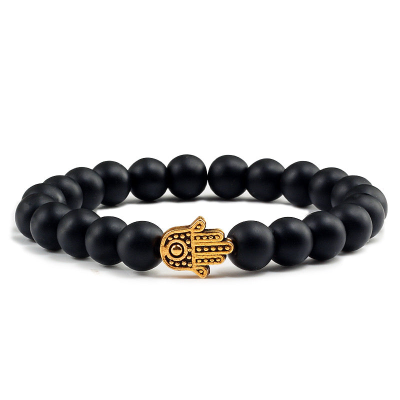 Black Beaded Hamsa Bracelet