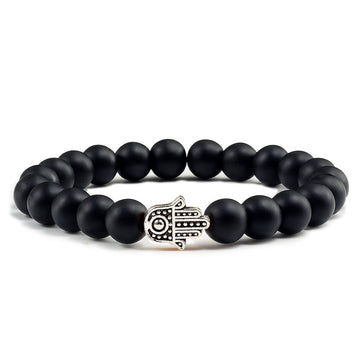 Black Beaded Hamsa Bracelet