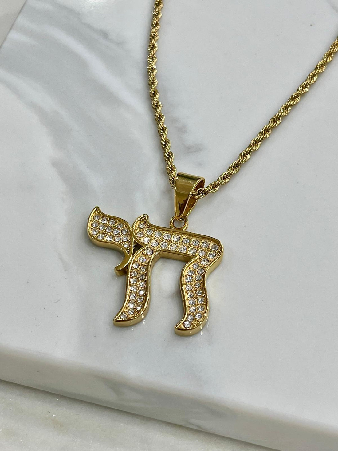 18K Gold Plated Chai Pendant Necklace