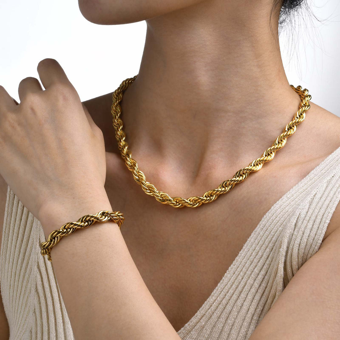 18K Gold Plated Chunky Twisted Verona Bracelet