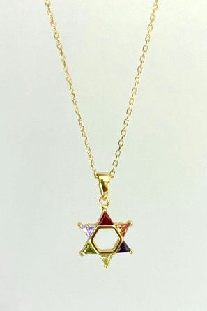 Colorful Star of David Necklace