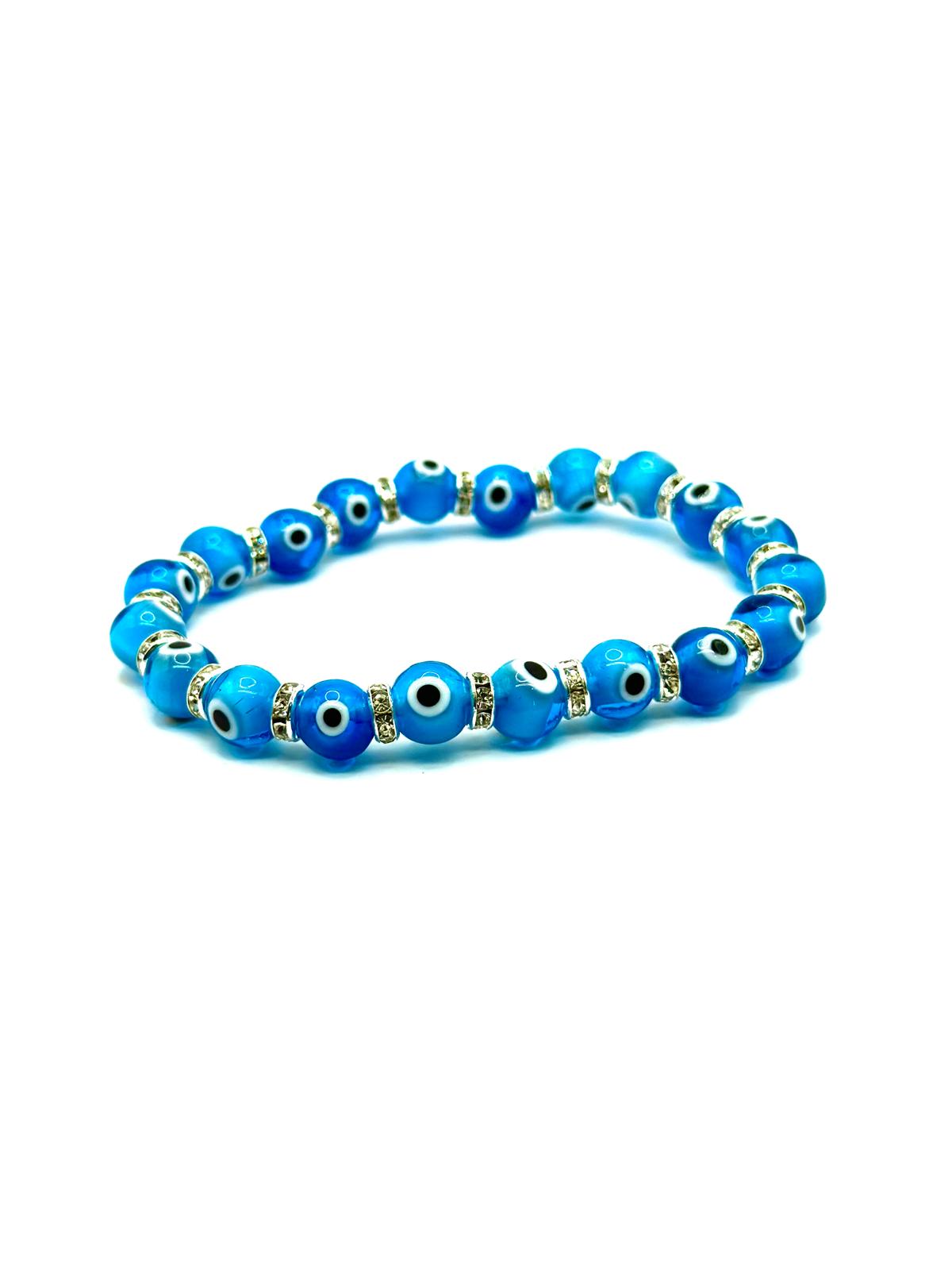 Evil Eye Beaded Bracelet – Blue Crystal Beads
