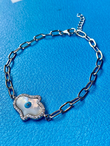 Hamsa Evil Eye Bracelet - 925 Sterling Silver