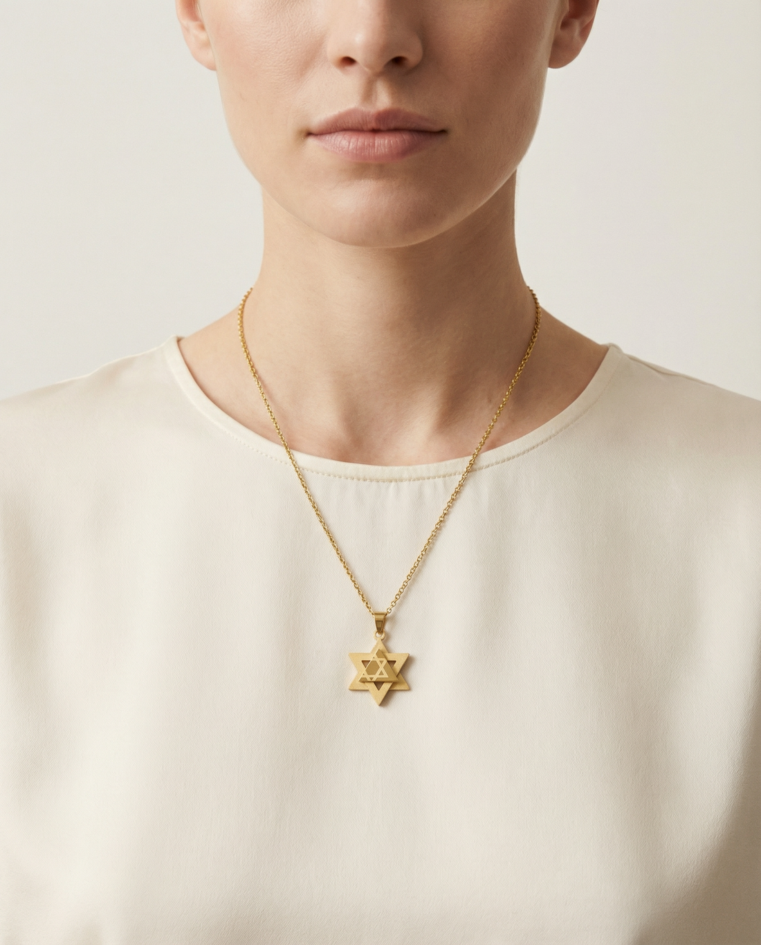 Modern 3D Star of David Necklace – 18K Gold Layered