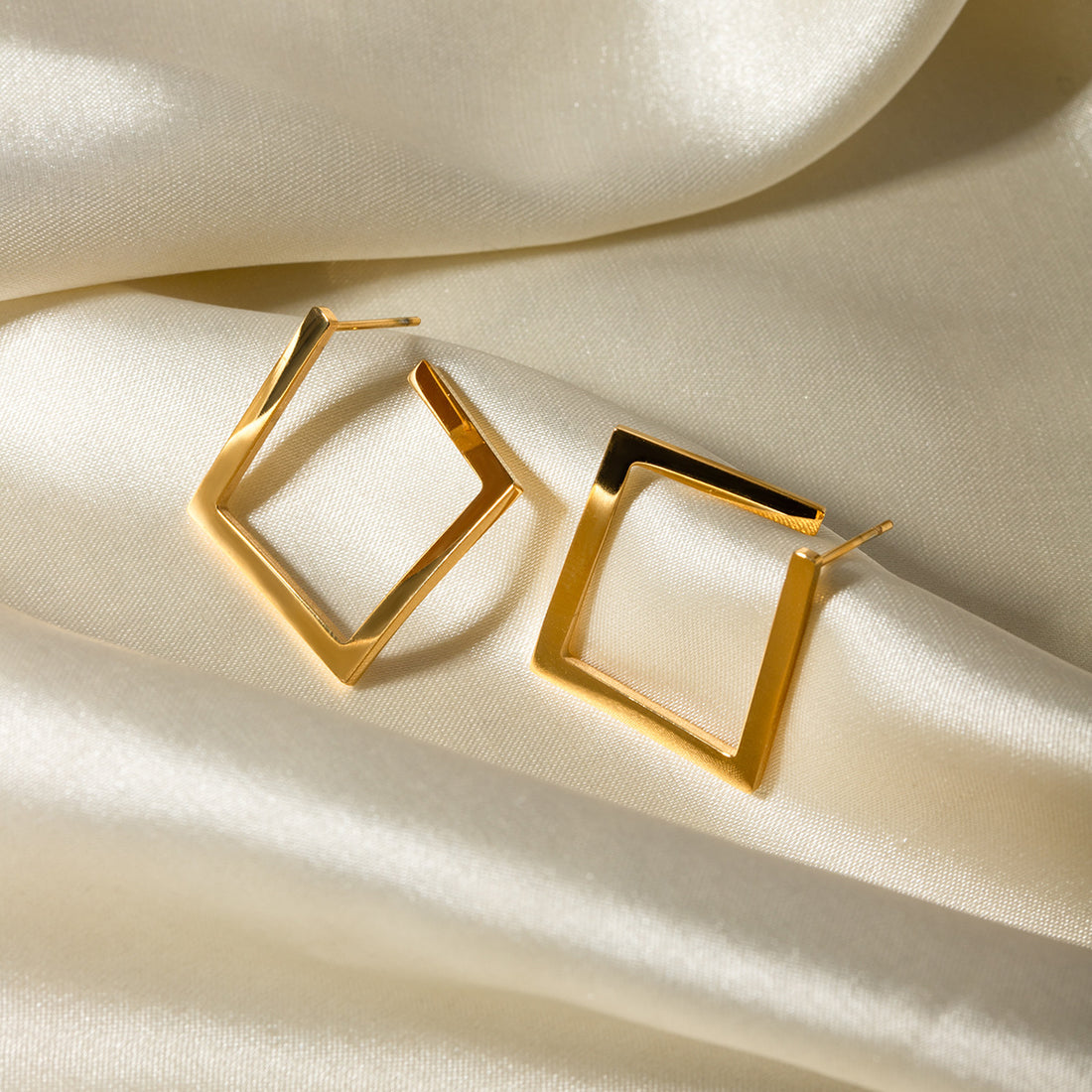 18K Gold Plated Geometric Square Hoop Earrings