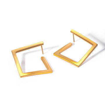 18K Gold Plated Geometric Square Hoop Earrings