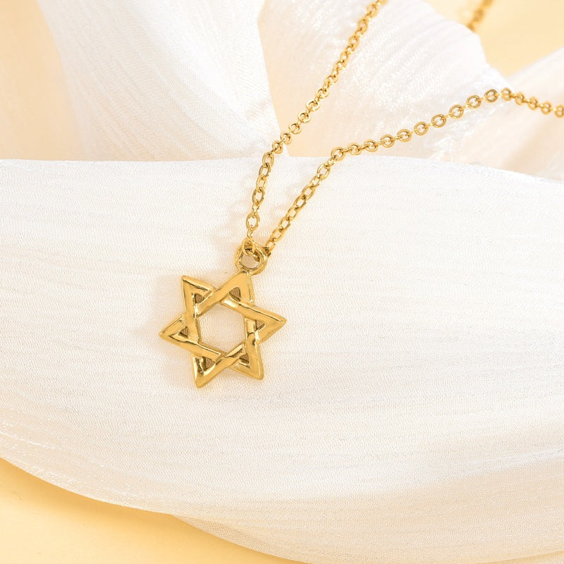 Classic Star of David Necklace in 18K gold plated finish by Koch La Ni