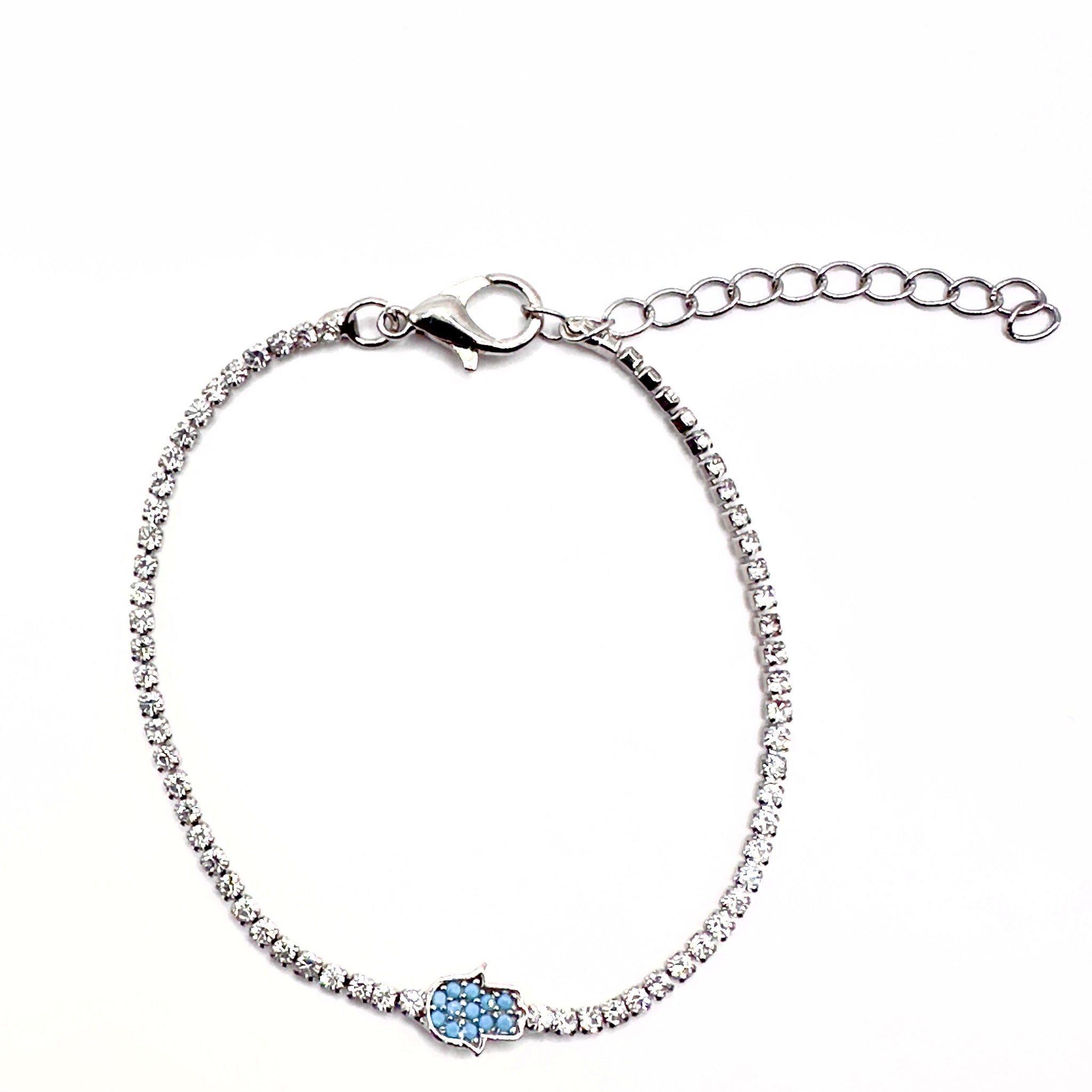 Hamsa Hand Tennis Bracelet – Gold or Silver