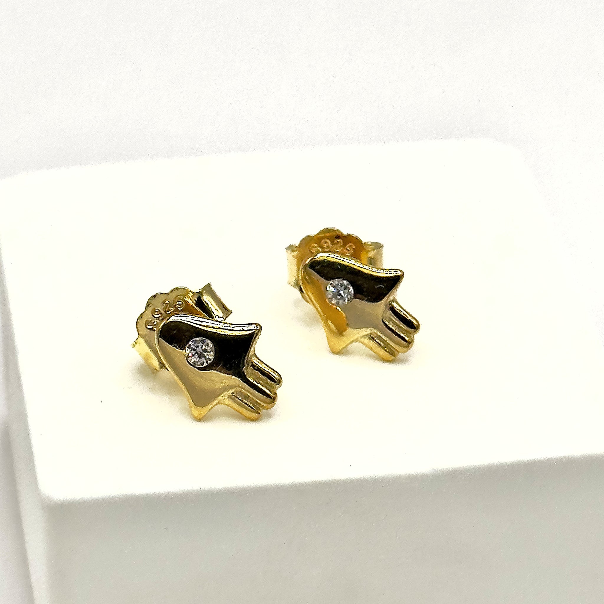 Hamsa Stud Earrings with Crystal Accent