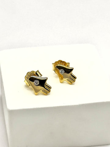 Hamsa Stud Earrings with Crystal Accent