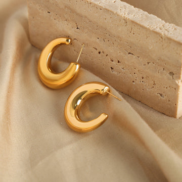 18K Gold Plated Chunky Hoop Earrings