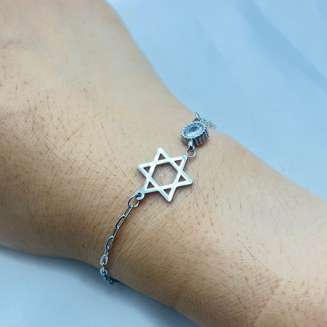 Star of David Bracelet with Crystal Accent