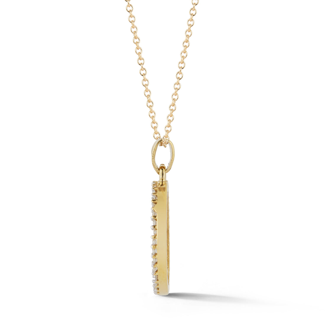 Diamond Shema Yisrael Pendant, 14K Yellow Gold — 18 mm