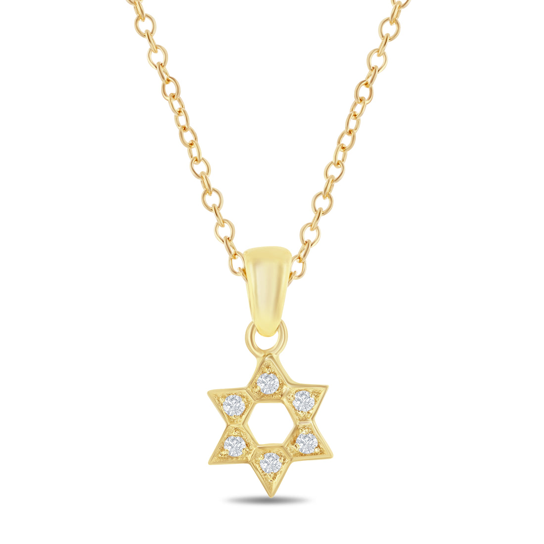 Petite Diamond Star of David Pendant, 14K Gold