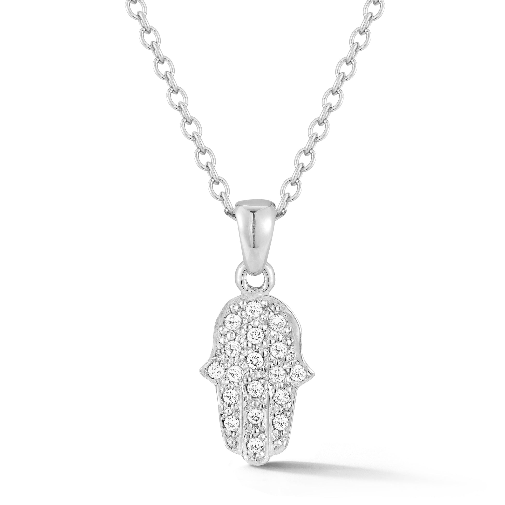 Diamond Hamsa Pendant, 14K Gold 0.18 ct - White Gold