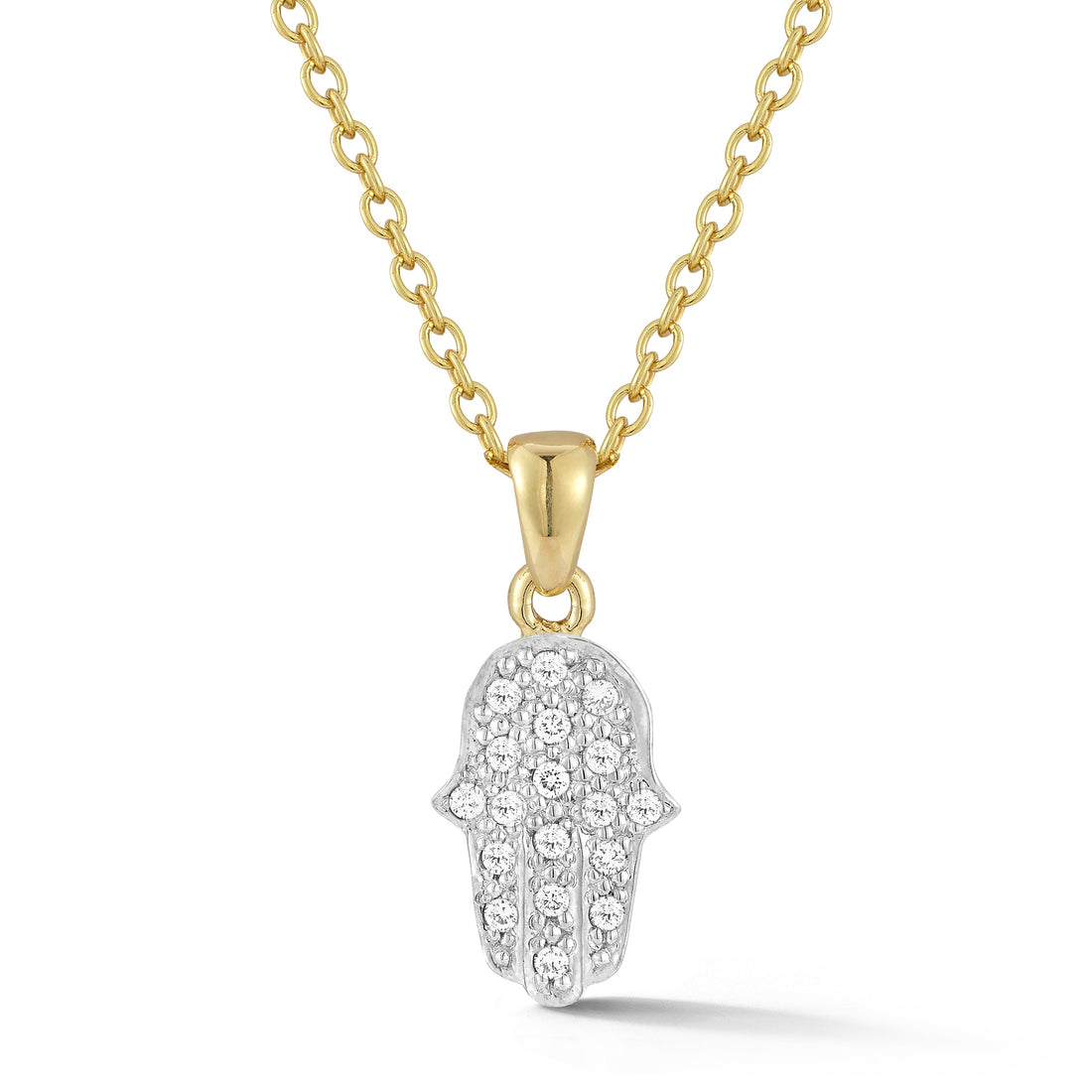 Diamond Hamsa Pendant, 14K Gold 0.18 ct - Yellow Gold