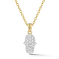 Diamond Hamsa Pendant, 14K Gold 0.18 ct - Yellow Gold