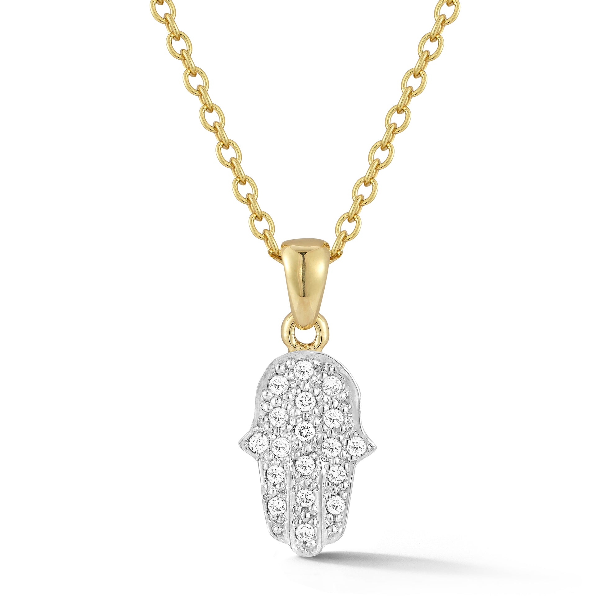 Diamond Hamsa Pendant, 14K Gold 0.18 ct - Yellow Gold
