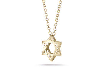 Three-Dimensional Star of David Pendant, 14K Yellow Gold