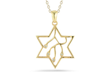 Textured Star of David Pendant, 14K Gold — 20 mm